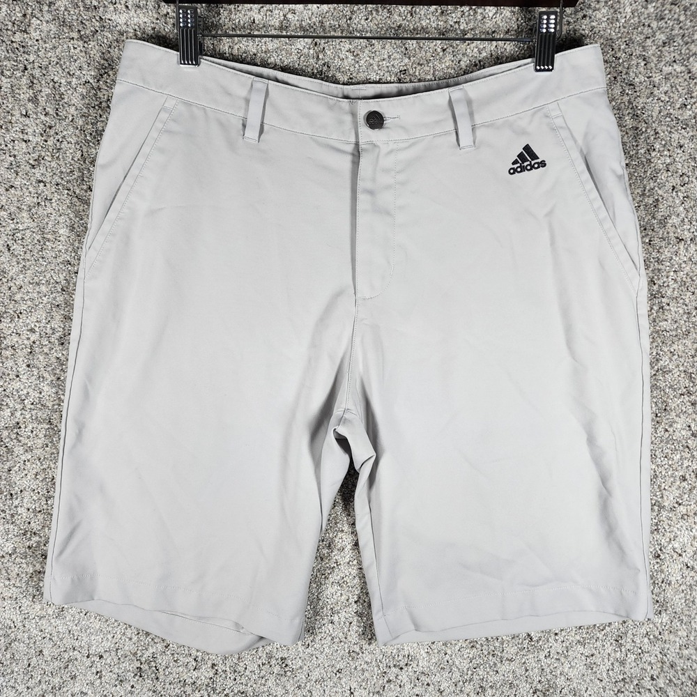 Adidas Golf Shorts Mens 34 Grey Athletic Performance 3-Stripe Excellent